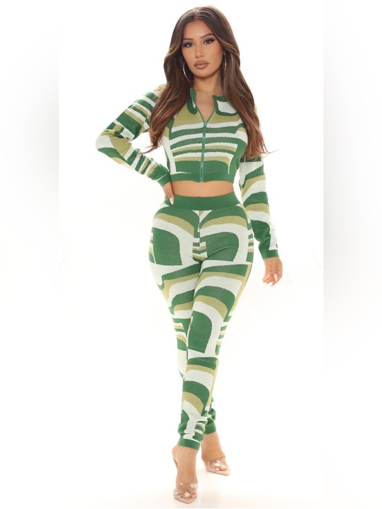 Fashion Nova Pants - Finer Things Leggings Sweater Set - Green Combo